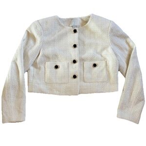 Cropped Cream Tweed Jacket - Classic Women's Coat